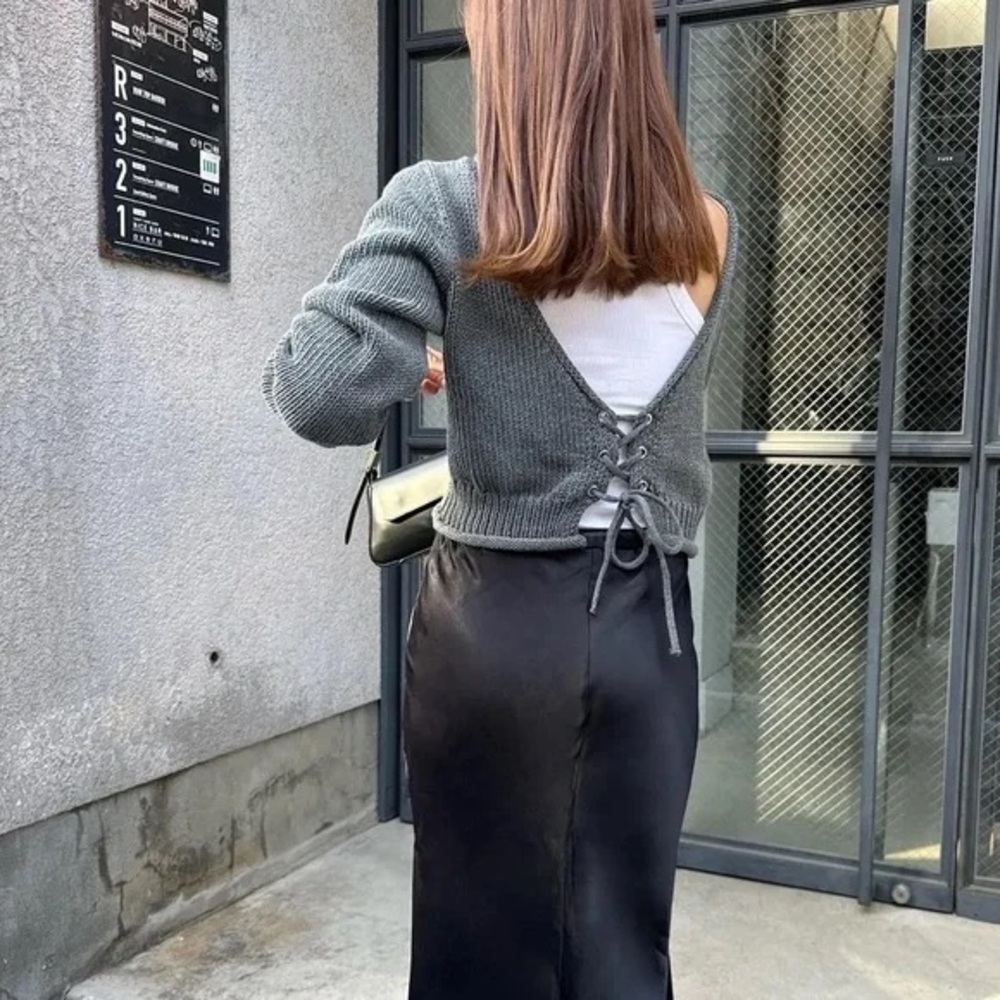 Zara Open Back Knit Crop Sweater